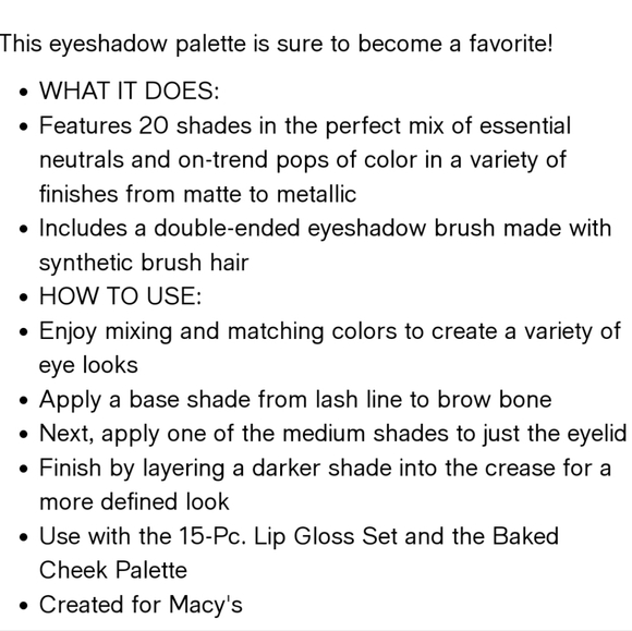 Eyeshadow Palette MACYS - Picture 7 of 10